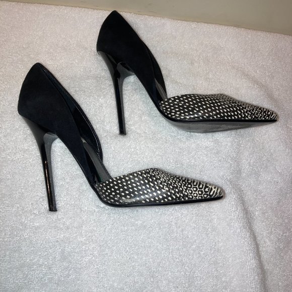Steve Madden Varcityy Black & White Snakeskin Print Leather Stiletto Pump Heel - Picture 6 of 8